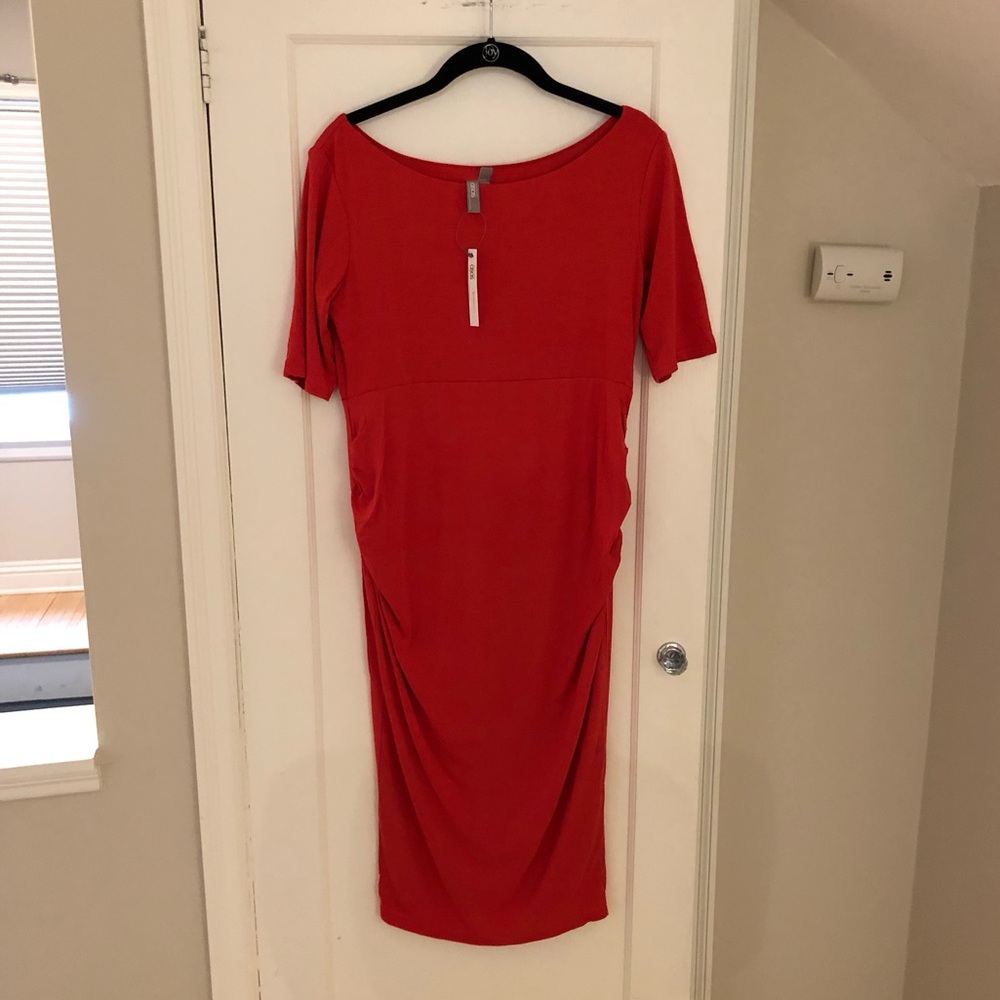 MATERNITY NWT Bright Red Boat Neck Dress